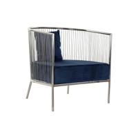 Leunstoel DKD Home Decor Polyester Staal Marineblauw (66 x 69 x 70 cm) - thumbnail