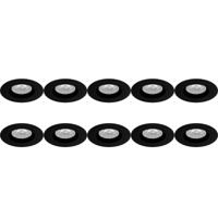Spot Armatuur 10 Pack - Pragmi Rodos Pro - GU10 Inbouwspot - Rond - Zwart - Aluminium - Ø93mm - thumbnail