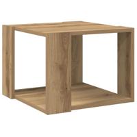 Salontafel 40x40x30 cm bewerkt hout artisanaal eikenkleur - thumbnail