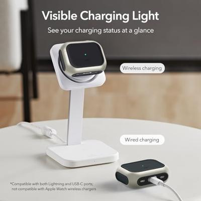ESR voor Airpods Pro 2 hoesje, Airpods Pro hoes ontworpen voor MagSafe, Orbit Hybrid Cover met HaloLock compatibel met AirPods Pro (2023/2022/2019,2e/1e generatie), hybride valbescherming, zilver