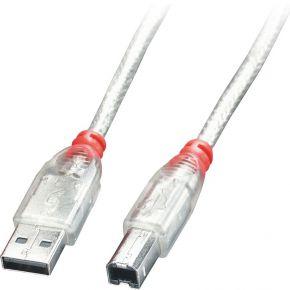 Lindy 41755 5m USB A USB B Transparant USB-kabel