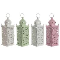 Lantaarn Home ESPRIT Wit Groen Roze Ijzer Orientaals 10 x 10 x 30 cm (4 Stuks) - thumbnail