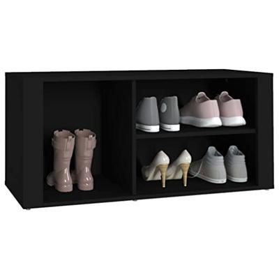 VidaXL Schoenenkast 100x35x45 cm bewerkt hout zwart VidaXL Schoenenkast 100x35x45 cm bewerkt hout zwart