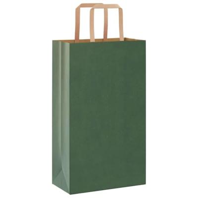 VidaXL Papieren zakken 250 st met hengsels 21x11x36 cm groen