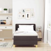 Boxspringbed met matras creme 90x200 cm stof Donkerbruin - thumbnail