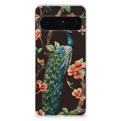 Google Pixel 8 Pro | TPU Hoesje | Pauw met Bloemen Google Pixel 8 Pro | TPU Hoesje | Pauw met Bloemen