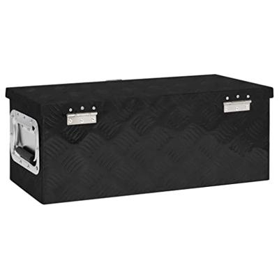 Opbergbox 60x23,5x23 cm aluminium zwart - thumbnail