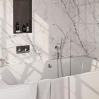 Chrome Carving thermostatische inbouw badkraan SET 03 met drukknoppen en badvulcombinatie - thumbnail