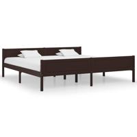 Bedframe massief grenenhout donkerbruin 200x200 cm - thumbnail