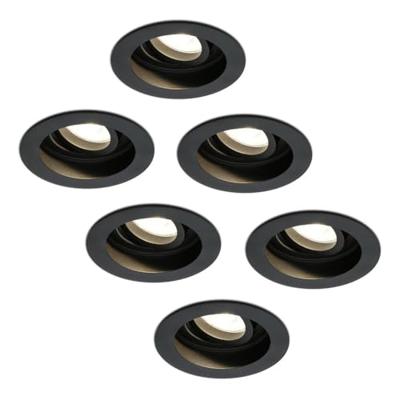 Set van 6 Laredo LED inbouwspots - GU10 4 Watt 345 lumen - 2700K Warm wit - Dimbaar - verzonken - Rond - Kantelbaar - IP20 Voor binnen - Zwart Set van 6 Laredo LED inbouwspots - GU10 4 Watt 345 lumen - 2700K Warm wit - Dimbaar - verzonken - Rond - Kantelbaar - IP20 Voor binnen - Zwart