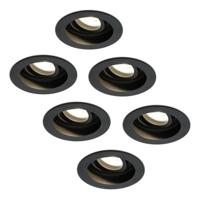 Set van 6 Laredo LED inbouwspots - GU10 4 Watt 345 lumen - 2700K Warm wit - Dimbaar - verzonken - Rond - Kantelbaar - IP20 Voor binnen - Zwart - thumbnail