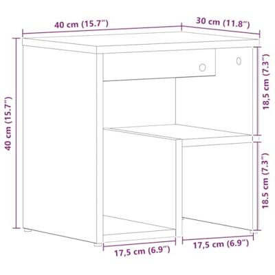 Nachtkastje Zwart eiken 40 x 30 x 40 cm Bewerkt hout