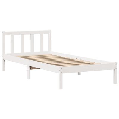 Bed met boekenkast zonder matras grenenhout wit 160x200 cm - thumbnail