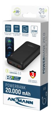 Ansmann PB320PD Powerbank 20000 mAh USB PD LiPo USB-A, USB-C Zwart Ansmann PB320PD Powerbank 20000 mAh USB PD LiPo USB-A, USB-C Zwart
