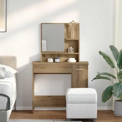 Kaptafel met spiegel 86,5x35x136 cm artisanaal eikenkleur
