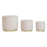 Voetensteun DKD Home Decor Roze Gouden Hout MDF Fluweel 60 x 60 x 54 cm (3 Stuks) - thumbnail