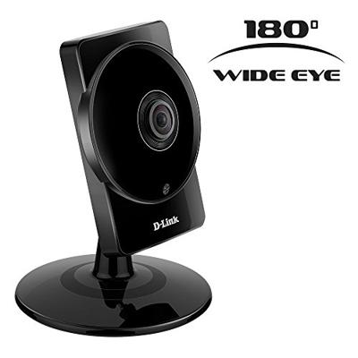 D-Link DCS-960L HD panoramakamera, 180 graden groothoek, opnames overdag en nacht, voor binnen, mydlink-app voor iOS/Android, zwart