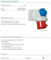 Walther Werke 114 114 CEE-wandcontactdoos 16 A 5-polig 400 V 1 stuk(s) - thumbnail