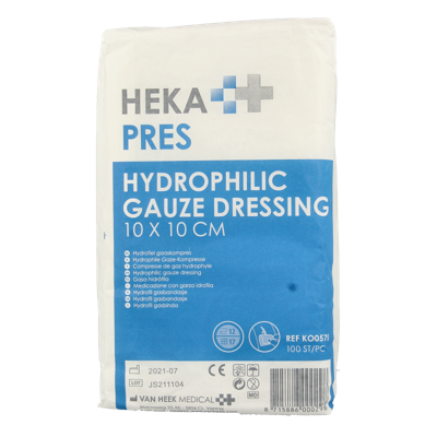Hydrofiele gaaskompres 10 x 10cm 100 Stuks Hydrofiele gaaskompres 10 x 10cm 100 Stuks