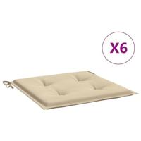 VidaXL Tuinstoelkussens 6 st 40x40x3 cm oxford stof beige - thumbnail
