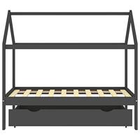 Kinderbedframe met lade grenenhout donkergrijs 80x160 cm - thumbnail