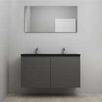 On-Line Badkamermeubelset - 120 cm - Voorgemonteerd - Greeploze Ladestructuur - Acryl Wastafel - 2 Kraangaten - Spiegel - Mat Antraciet - V01 - thumbnail