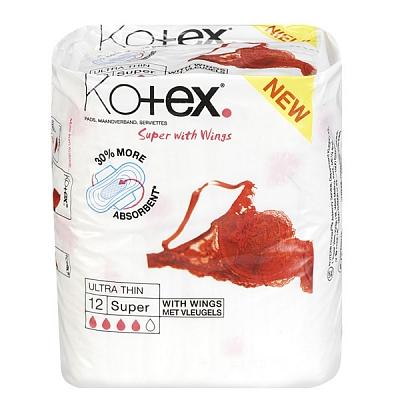 Kotex Ultra super plus met vleugels 12 Stuks Kotex Ultra super plus met vleugels 12 Stuks
