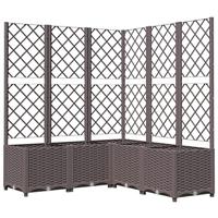 VidaXL Plantenbak met latwerk 120x120x136 cm polypropeen bruin - thumbnail