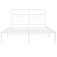 Bedframe met hoofdbord metaal wit 135x190 cm - thumbnail