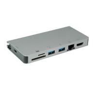 ROLINE USB Type C docking station, HDMI 4K, VGA, 2x USB 3.2 Gen 1, LAN, PD, kaartlezer - thumbnail