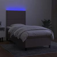 Boxspring met matras en LED stof taupe 90x190 cm - thumbnail