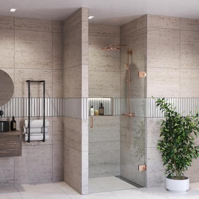 Douchedeur BWS Portos Profielloos Geborsteld Brons 90x200 cm Helder Glas 8 mm Nano Coating