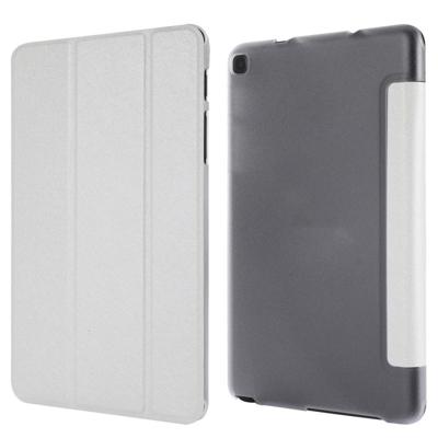 Zijde textuur horizontale Flip lederen draagtas met drie-opvouwbare houder voor Galaxy tab P200 (wit)