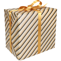 Cadeaupapier 50cm 200m 80gr Streep zwart - goud - wit - thumbnail