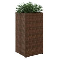 Plantenbakken 2 st 30x30x60 cm poly rattan bruin - thumbnail
