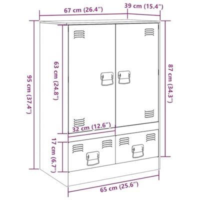 Hoge kast 67x39x95 cm staal zwart - thumbnail