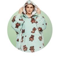 Draagbare deken met capuchon & mouwen - beren - thumbnail