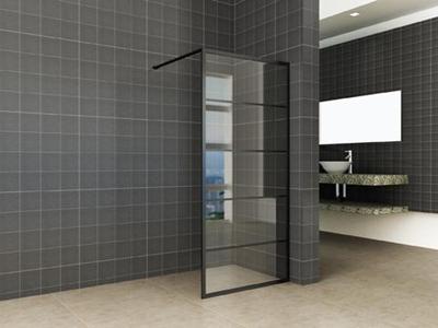 Aqua Splash Inloopdouche Horizon Inclusief Mat Zwart Raster en NANO Glas - 80x200 cm