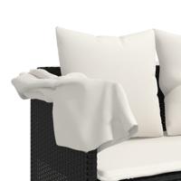 5-delige Loungeset met kussens poly rattan zwart - thumbnail