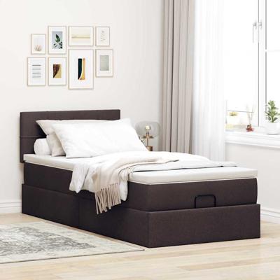 Ottoman bed met matras en LED's 80x200cm stof donkerbruin