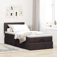 Ottoman bed met matras en LED's 80x200cm stof donkerbruin - thumbnail