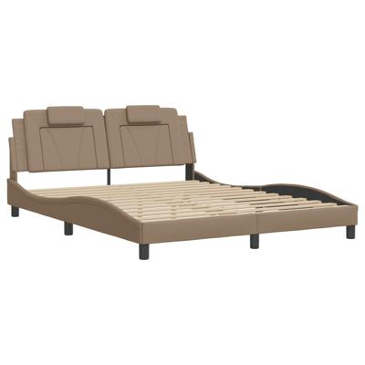 Bedframe met hoofdbord kunstleer cappucinnokleurig 80x200 cm - thumbnail