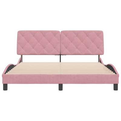 Bedframe zonder matras fluweel roze 160x200 cm