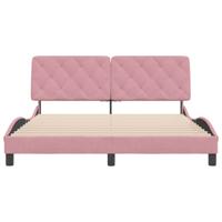 Bedframe zonder matras fluweel roze 160x200 cm - thumbnail