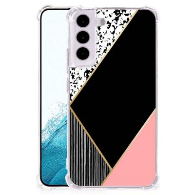Samsung Galaxy S22 Shockproof Case Zwart Roze Vormen Samsung Galaxy S22 Shockproof Case Zwart Roze Vormen