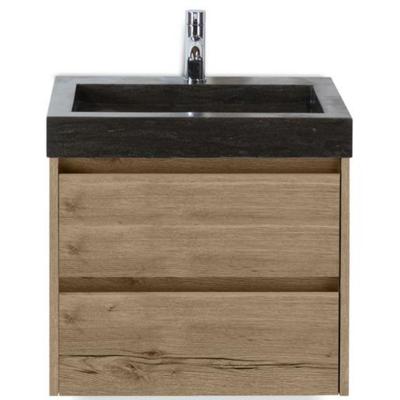 Dante Badmeubelset 60 cm - Natuur Eiken - Wastafel Hardsteen Wit Lucca