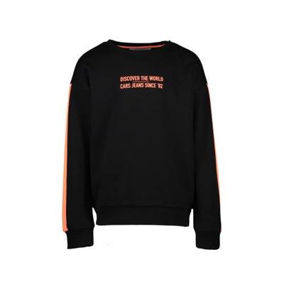 Cars sweater Georgy met contrastbies zwart/oranje