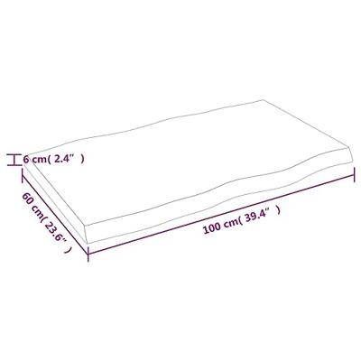 Bureaublad 100x60x6 cm onbehandeld massief eikenhout Bureaublad 100x60x6 cm onbehandeld massief eikenhout