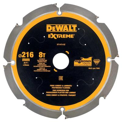 DeWALT Cirkelzaagblad voor Cementplaten | Extreme | Ø 216mm Asgat 30mm 8T - DT1473-QZ