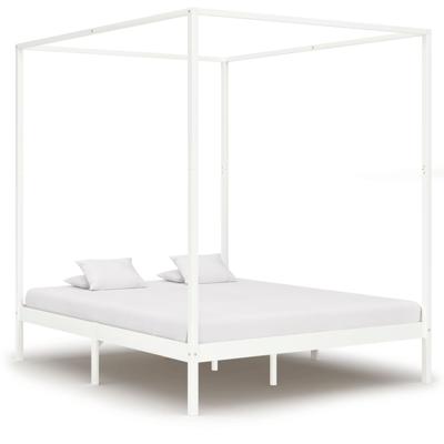 vidaXL Hemelbedframe massief grenenhout wit 160x200 cm